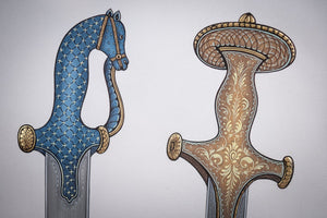 Unikátna ručná maľba indických zbraní z Jaipuru