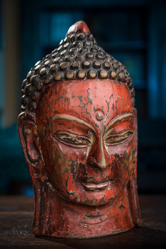 ﻿Farebná maska Budha z ľahkého dreva