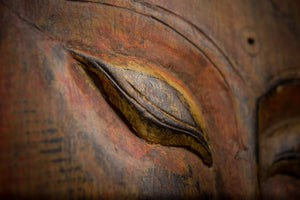 Drevený reliéf Budha 