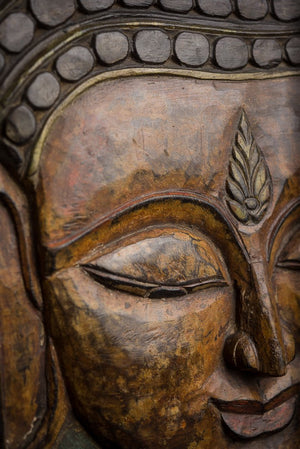 Drevený reliéf Budha 