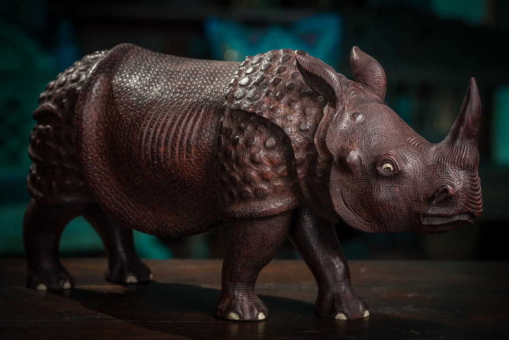 Jedinečný, veľký drevený nosorožec -  rosewood