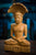 Sediaci Budha s kobrým vejárom z cedrového dreva