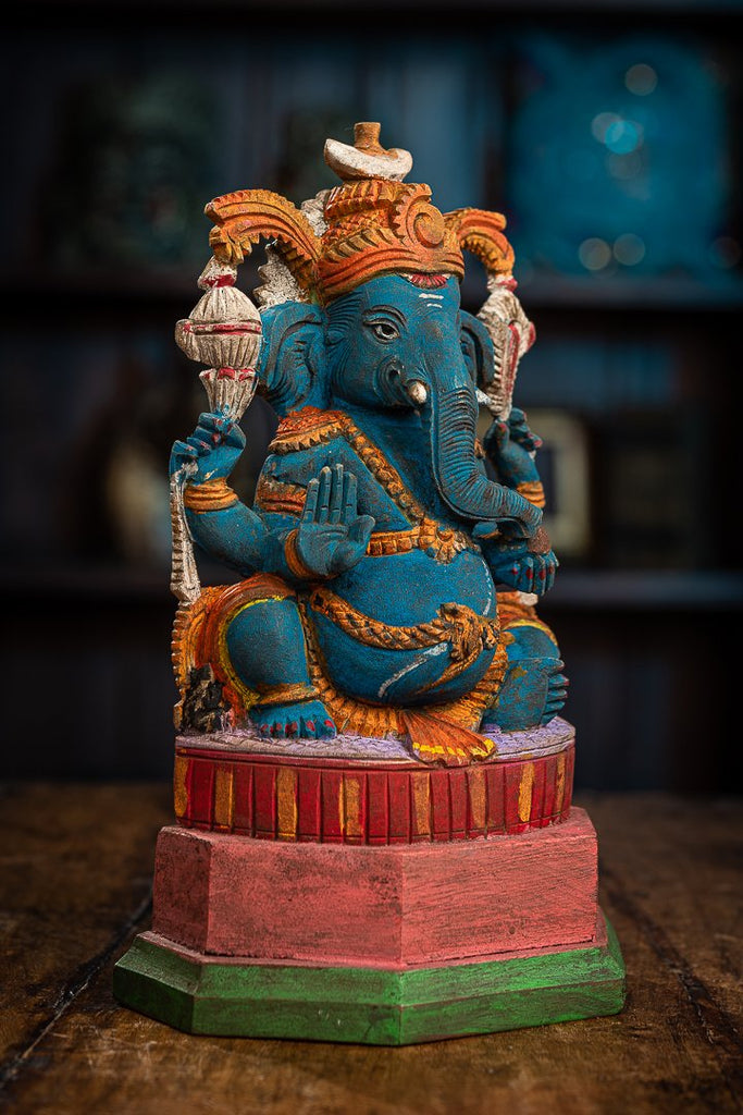 Drevený, maľovaný Ganesha IV
